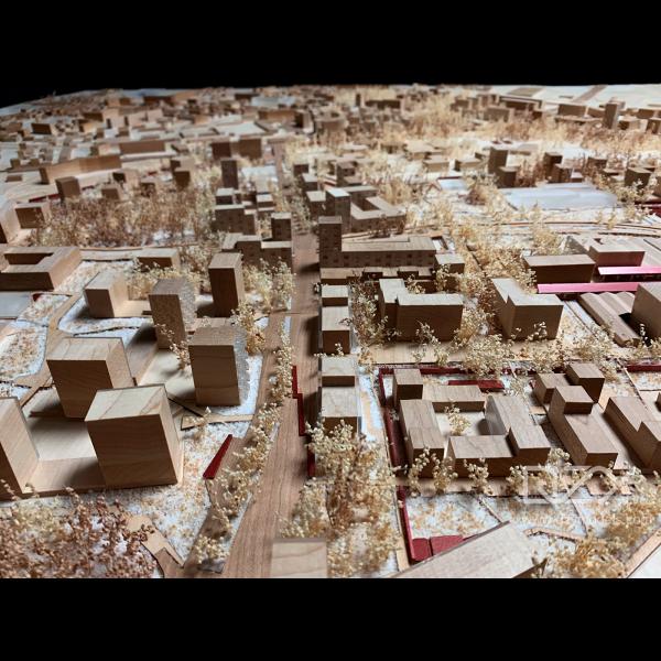 Studio Secchi Vigano & Studio Paola Vigano 1/1000 Z.A.C La Courrouze Wooden Architectural Model