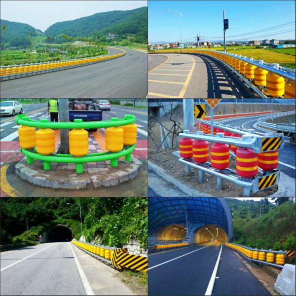 PU Foam / EVA Traffic Safety Roller Barrier Highway Roller Barrier For Accident - Prone Roads