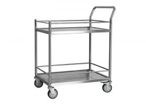 China Two Shelves Stainless Steel Medical Dressing Trolley With Pushing Hand on sale