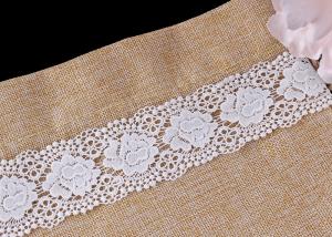 Best White Double Waves Edge Chemical Guipure Lace Trim With Scalloped Lace Borders wholesale