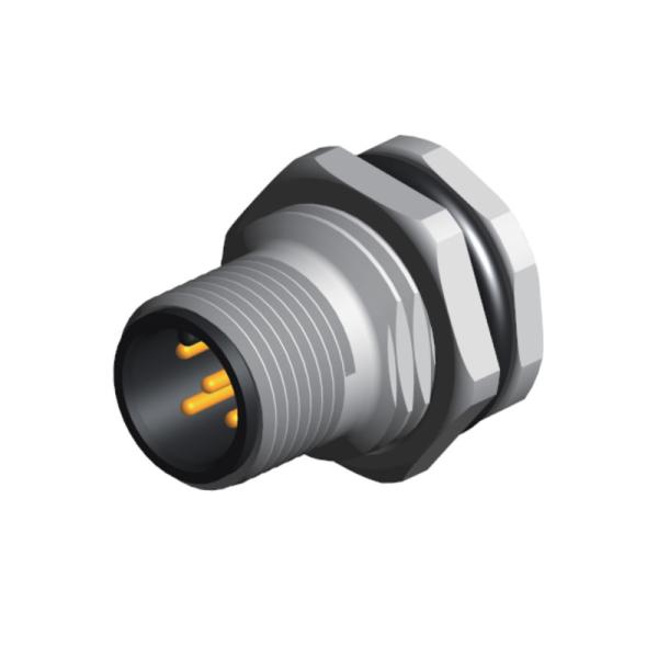 5P M12 Waterproof Connector Panel Back Panel Mount Solder Type Male Metal IP67 Socket