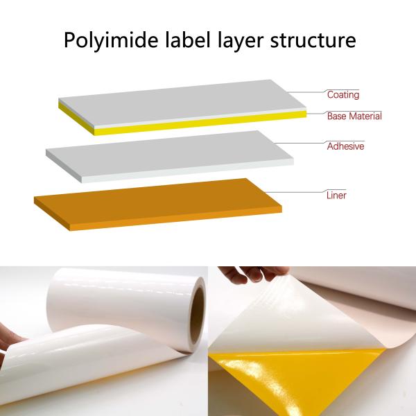 ESD Anti Static Label Material 1Mil Gloss White Strong Adhesive Polyimide Materials With Glassine
