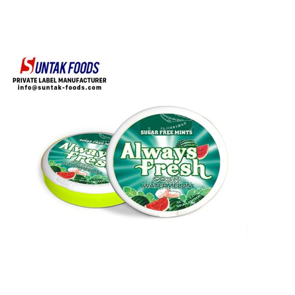 Professional Sour Fruit Candy Round Shape , Sour Watermelon Candy For Resturant