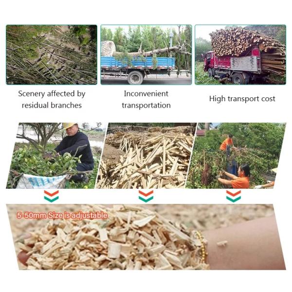 CE Gasoline Wood Log Chipper Shredder Max Wood Diameter 100mm
