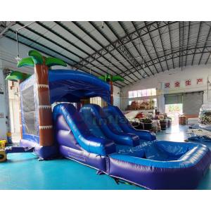 Palm Tree Jumping Inflatable Bouncer Slide With Triple Stitching