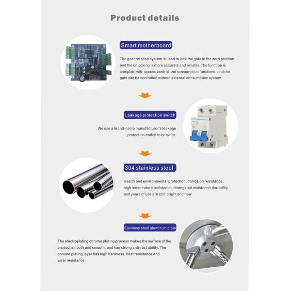 Passage Width 550mm RS485 Pedestrian Security Turnstile Gate AC220V 50HZ