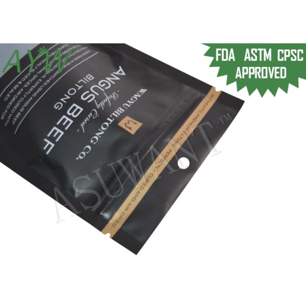 Mylar Black Beef Biltong Stand Up Zipper Bags With Against Air Protection