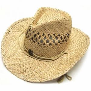 China Summer Unisex Woven Straw Cowboy Hats With Fedora Band Outdoor Protecting on sale