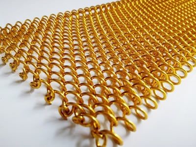 Woven Mesh Curtain Pattern On Metal Coil Drapery Customized Height Incombustible