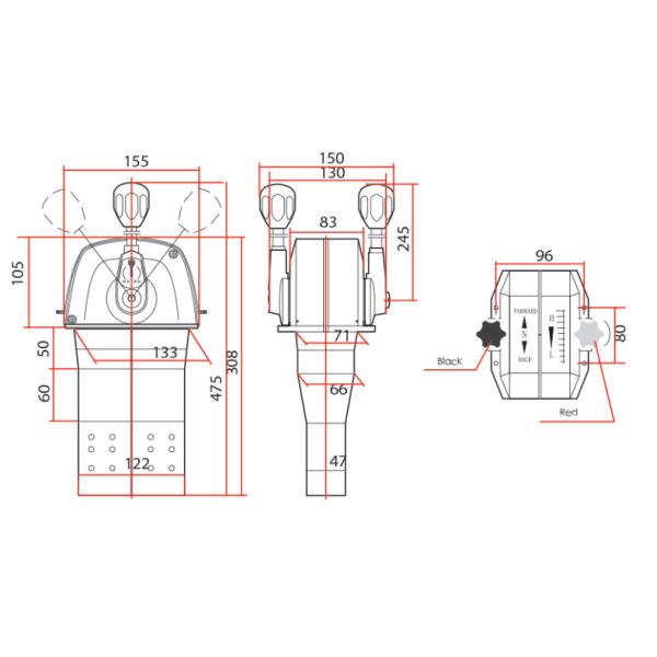 YK6 Top Mount Marine Boat Engine Throttle Control Dual Lever