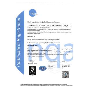 Zhongshan Frecom Electronic Co.,Ltd Certifications