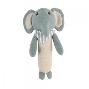 China Gift Newborn Handbell Plush Animal Stuffed Educational Musical Rattle Toy Blue Linen Elephant on sale