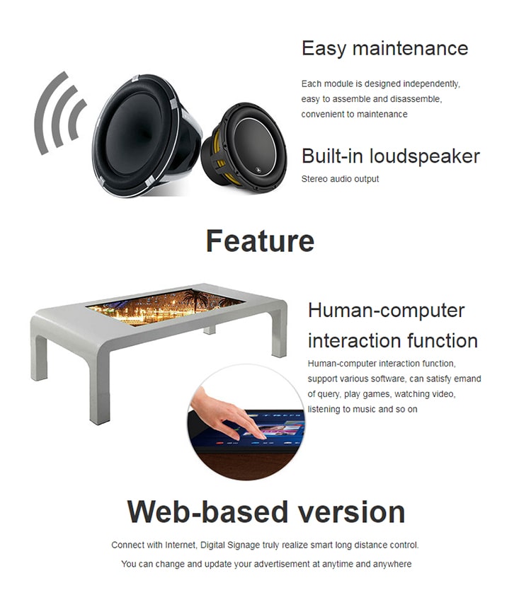 4K Resolution Interactive Touch Table 43 Inch with 10 Points Capacitive Touch