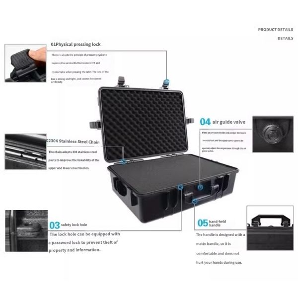 Waterproof Tool Storage Case with Air Pressure Valve and High-density Sponge Lining for Multi-purpose Usage