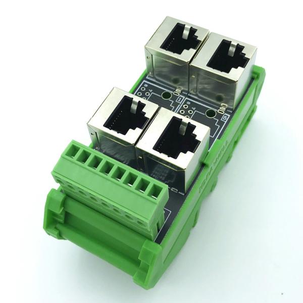 Cheap RJ45 8P8C Female Jack 4 Port Hub to 8 Pin Screw Terminal Block Adapter for Servo Application for sale