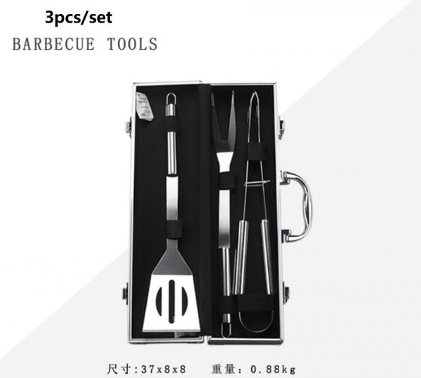 Outdoor/Domestic Barbecue Toolbox Set, Stainless Steel Grill Set, Fork, Spatula, Clamp, Brush