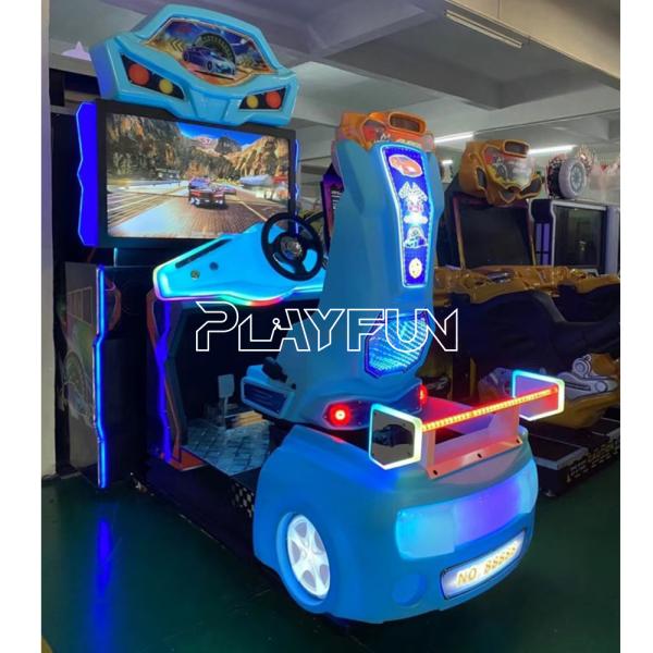 PlayFun Coin Operated Split Second Kids Driving Racing Car Simulator Arcade Machine for Indoor Game Hall