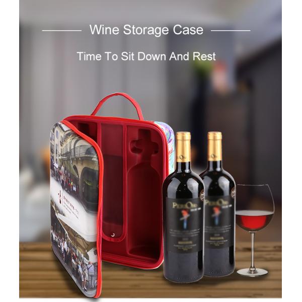 Red Zipper EVA Tool Case For Wine Bottle 111*271*341mm Hard