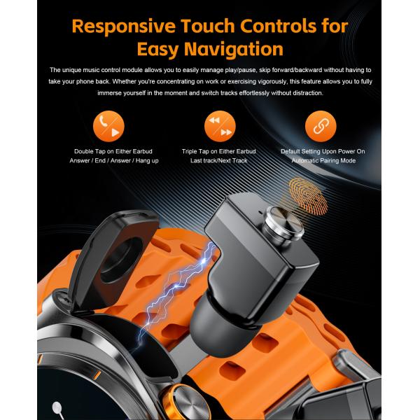 TWS Headset 2 In 1 NFC 1.53inch AMOLED Fitness Tracker Health Smartwatch GT98 Ultra