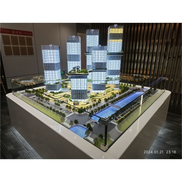 Modern Commercial District Retail Center Real Estate Architectural Scale Model 3D Commercial Layout Diorama