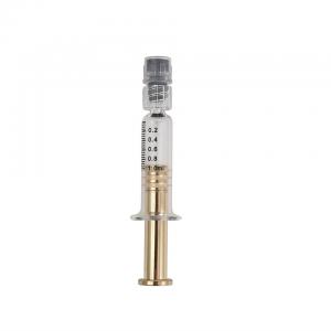 China Gold Silver Metal Plunger 1ml Glass Syringe Luer Lock Leak Free on sale