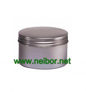 Round shape Silver Color Aluminum Metal tin container with screw lid