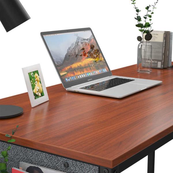 Teak Color W47" D23.8" MDF Home Office Computer Table Fashionable