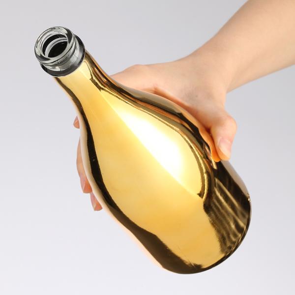 Collar Glass Bottle for Spirits Vodka Gin Champagne Liquor 750ml Electroplated Gold