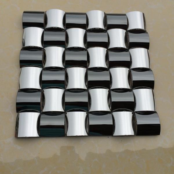 Brush Vein Polygon Metallic Mosaic Tiles Sheets In TV Setting Wall