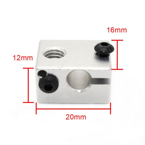 E3D V6 White Aluminum 8g 3D Printer Heater Block 20*16*12mm