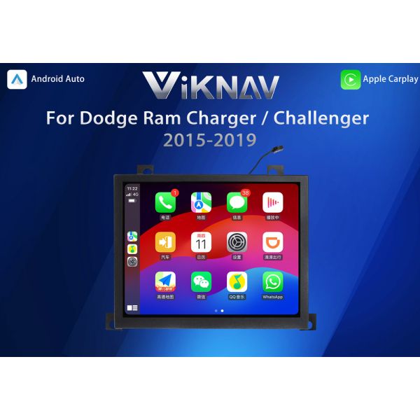 Viknav Car Radio Stereo For Dodge Ram Charger/Challenger 2015-2019 Multimedia Video Player GPS Navigation BT Carplay Head Unit(128GB)