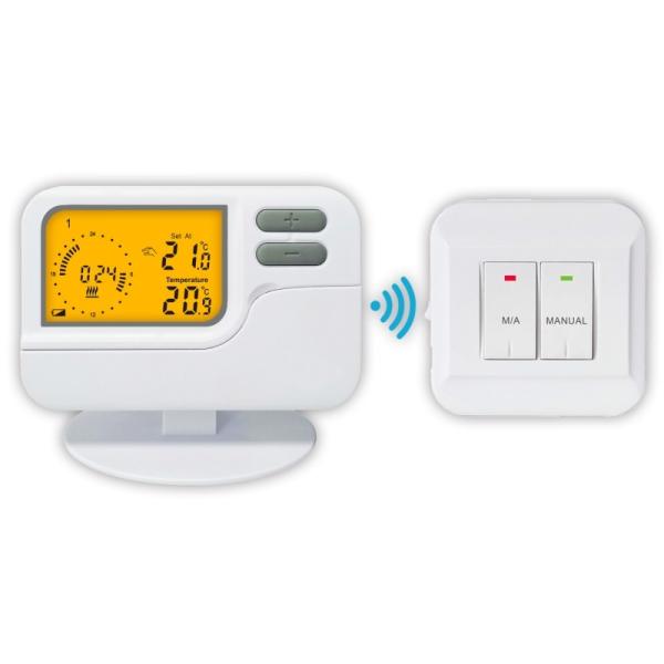 Cheap Riseem Weekly Programmable Heating and Cooling Wireless Room Thermostat With LCD Display Temperature Control for sale