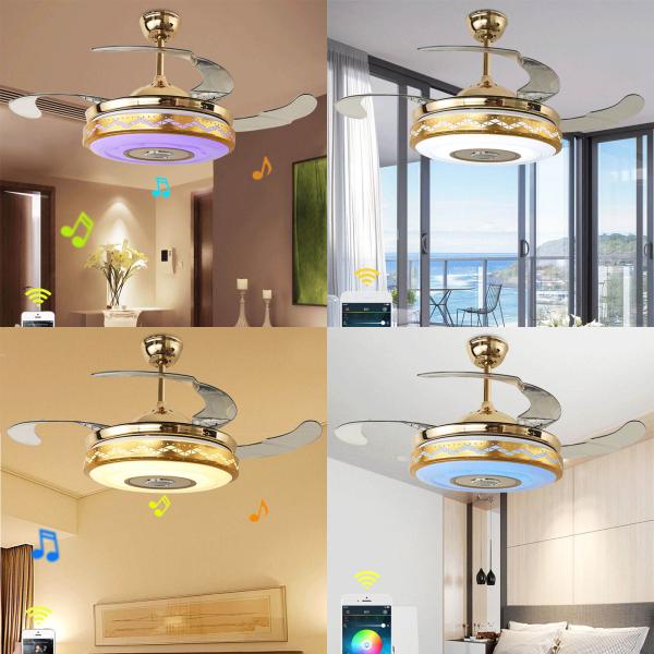 Factory Invisible Blade Living Room Decorative Ceiling Fan , Modern Enclosed Ceiling Fan With Light
