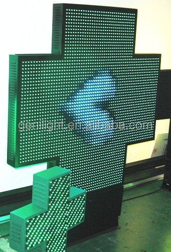 Green LED PHARMACY Cross Display Eye-Catching Illuminated Sign for Attracting Customers