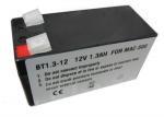 Black Sealed Lead ECG Battery 12V 1300mAh For Ge Mac 500 Ecg Machine BT1.3-12