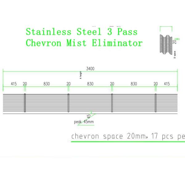SS316L Chevron Plate Mist Eliminator , Desulfurization 3 Pass Demister