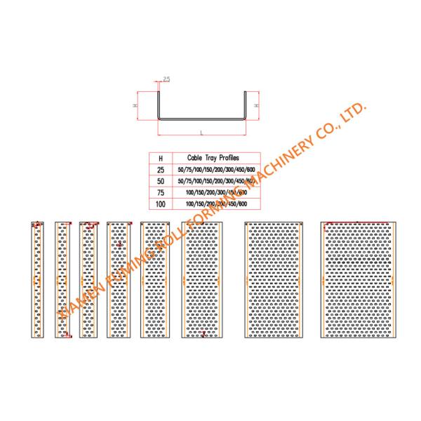22KW Cable Tray Roll Forming Machine Hydraulic Cutting Method