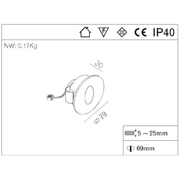 3W IP40 Mini Aluminum Indoor LED Step Light / Indoor Stair Lighting Brushed Color