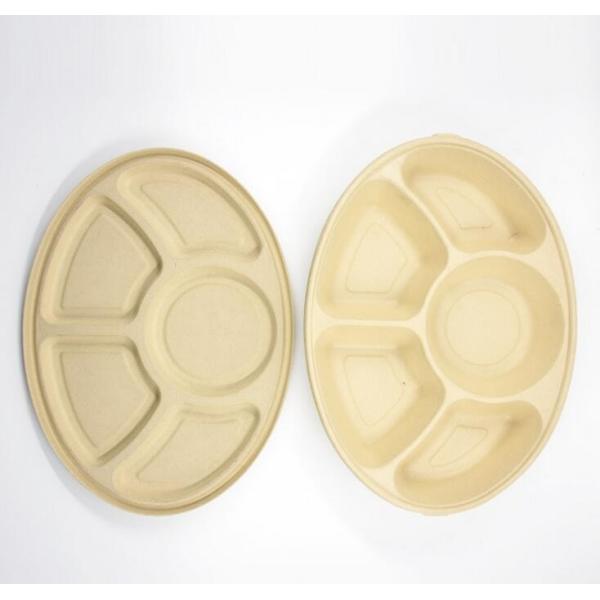 1250ml 5 compartments Biodegradable Straw pulp food containers Environmentally