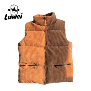 China Corduroy Zipper Bubble Jacket Vest Utility Sleeveless Black Quilted Puffer Men Vest on sale