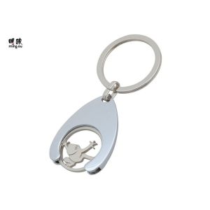 Metallic Car Brand Keychains , Trolley Coin Holder Key Chain For Shopping Cart