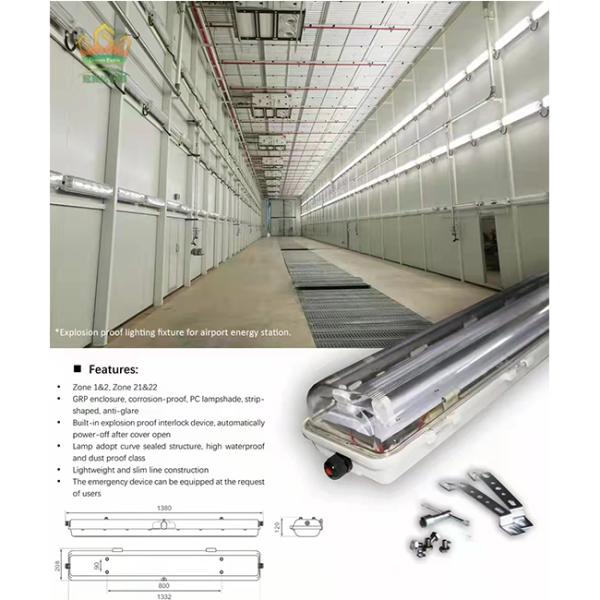 2x36w Explosion Proof Fluorescent Light Fiber Glass Reinforced Polyester