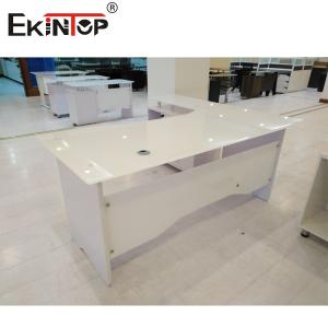 Best White L Shape Tempered Glass Computer Desk Office Furniture Working Table wholesale