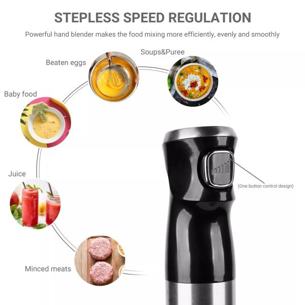 Powerful 1000W Stick Hand Blender 3 In 1 With 80% Sharper Blades