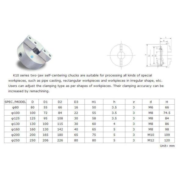 KM hot sale 2-jaw self-centering lathe chuck