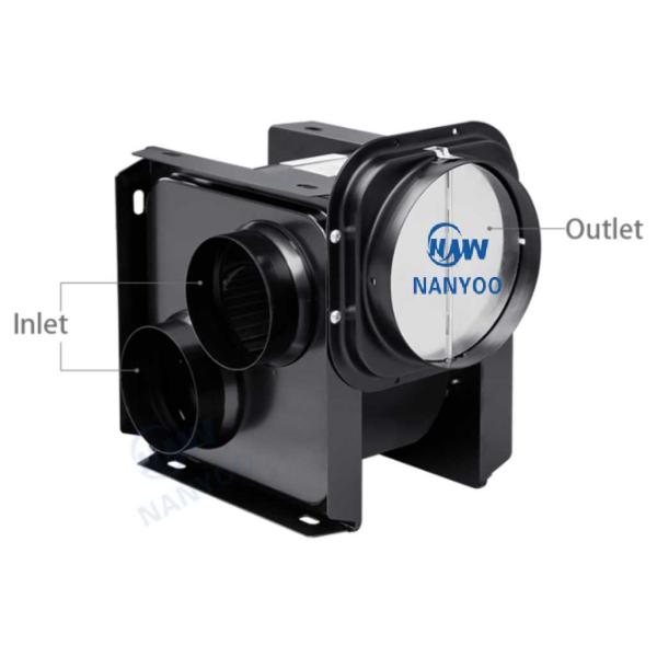Black Metal Mini Multi Inlet 45W 200cmh Inline Duct Fan