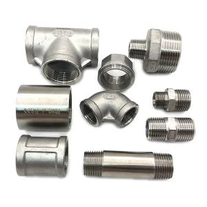 China Class 150 BSP NPT 1/4 1/2 Stainless Steel Fitting Female Threaded Plumbing Materials Pipe Fitting Nipple Elbow Tee on sale