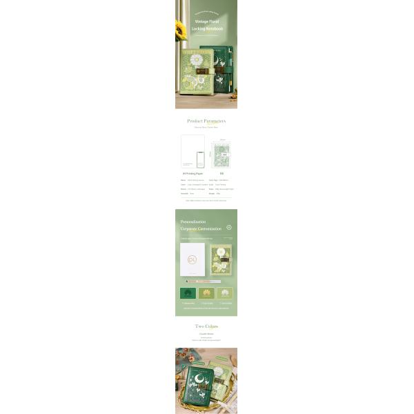 Vintage Flower Language Locking Notebook B6 Combination Lock Journal