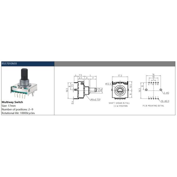 17mm Plastic Shaft Rotary Multi-Way Switch