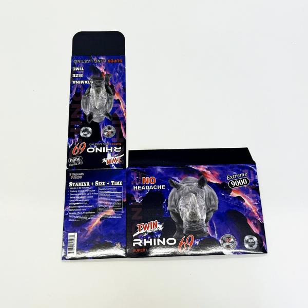 Custom Designed Rhino 69 Male Enhancement Pill Box Packaging Recyclable